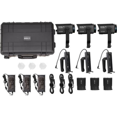 NanLite 12-2041 3KIT-BA-PT - zestaw, 3 lampy Forza 60C RGBLAC, 3 uchwyty na baterie, 3 modyfikatory światła, walizka na kółkach_4